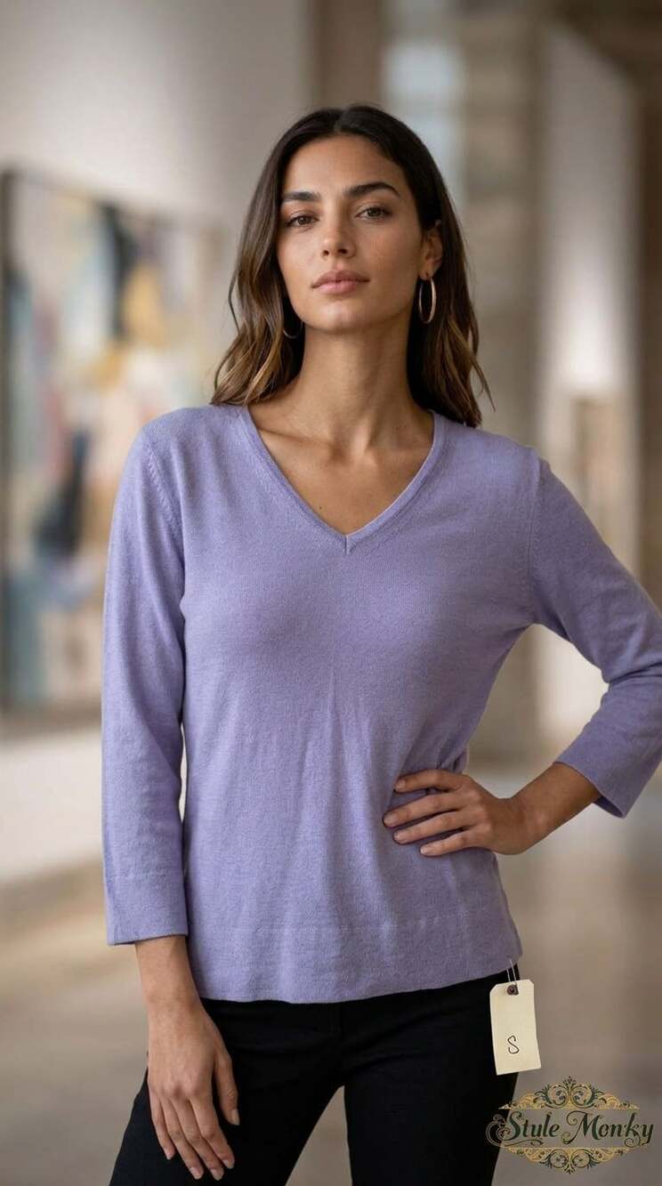CO-OP Merino Wool V-Neck Sweater Size S Lilac Purple Pullover Top